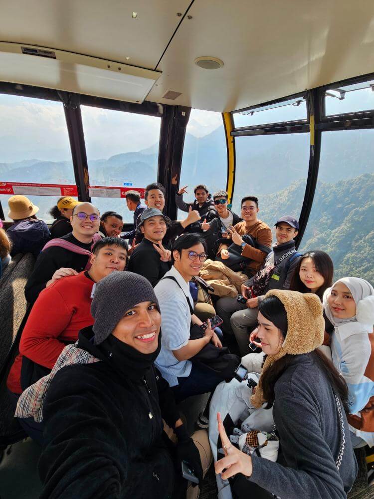 MedicalMet team on the Fansipan cable car in Sapa, Vietnam